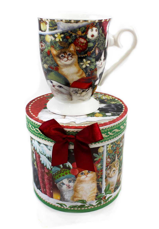Christmas - Mug with Gift Box - Cat in Hats