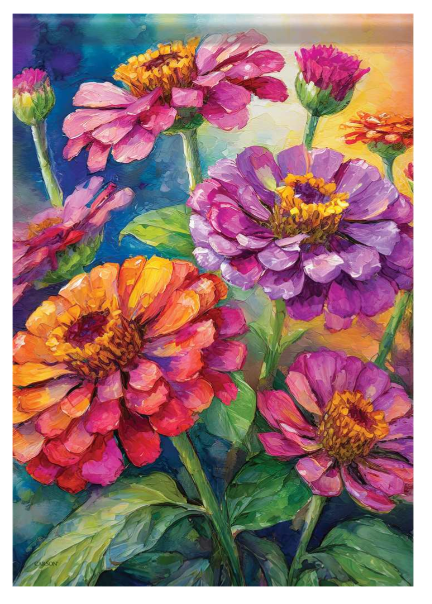 Garden - Garden Flag - Colourful Zinnias