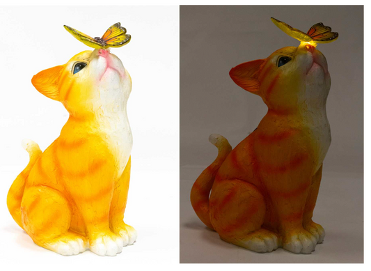 Garden - Solar Cat with LED Butterfly