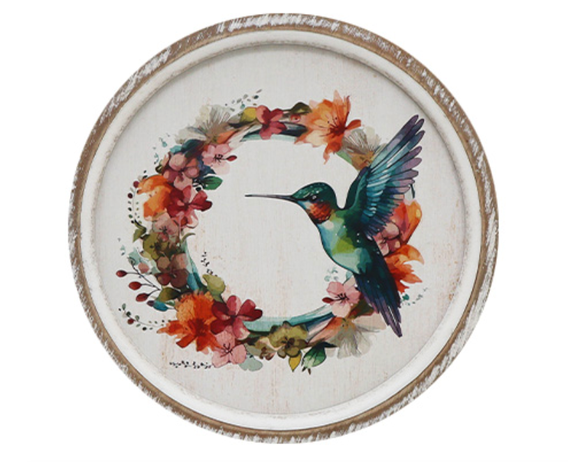 Garden - Sign - Wood - Hummingbird