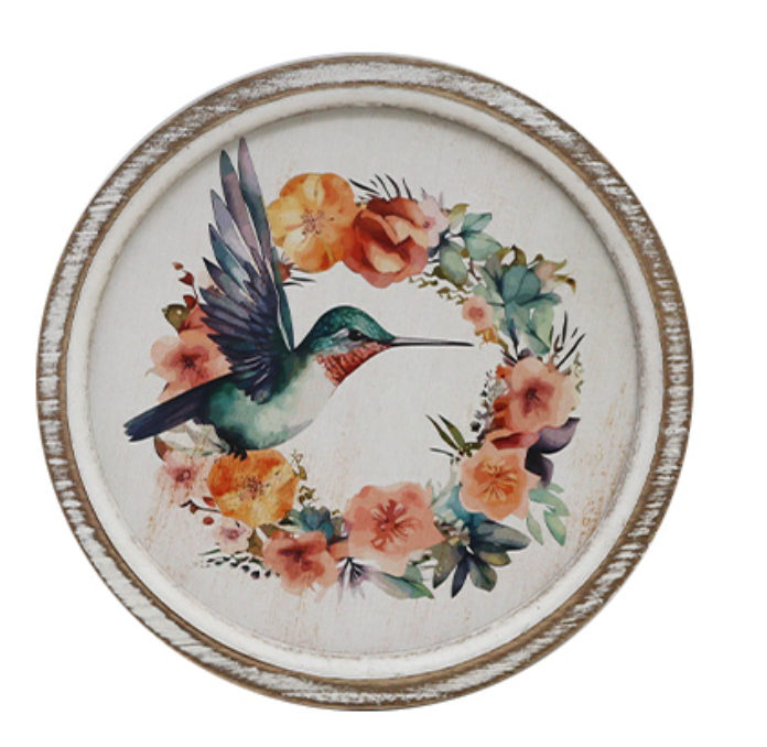 Garden - Sign - Wood - Hummingbird