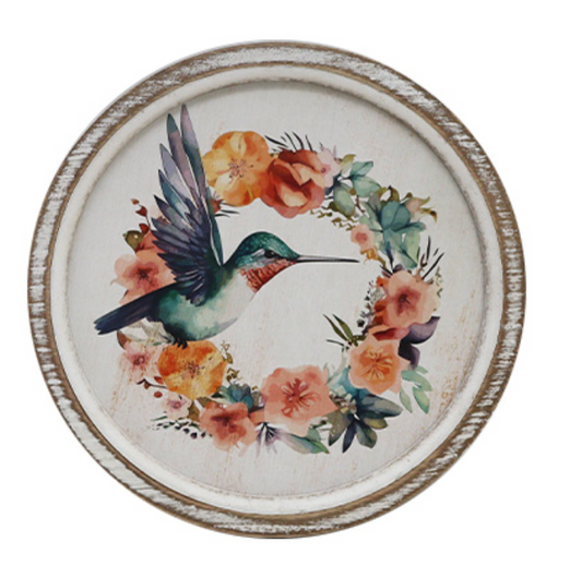 Garden - Sign - Wood - Hummingbird