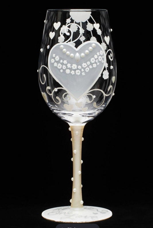 Lolita - Wine Glass - Bride - Two Hearts