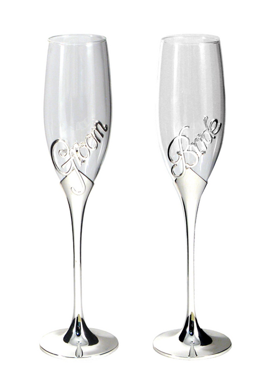 Champagne Flutes - Bride & Groom