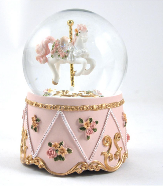 Snow Globe - Musical Carrousel Horse