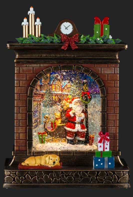 Christmas - Fireplace with Santa LED Globe