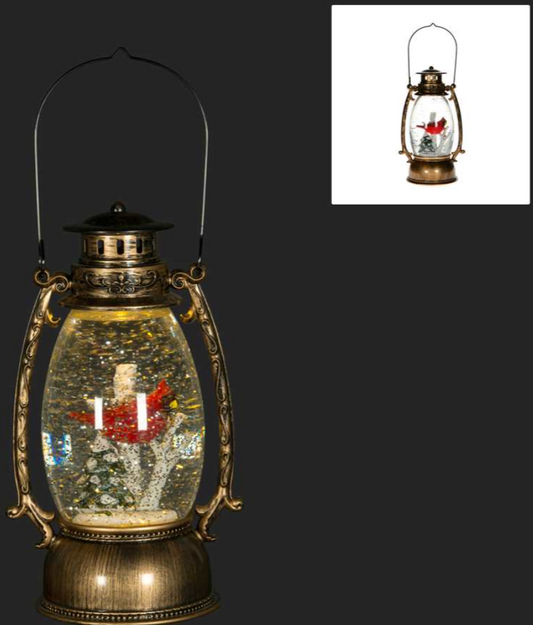 Christmas - Lantern Snow Globe with Cardinal