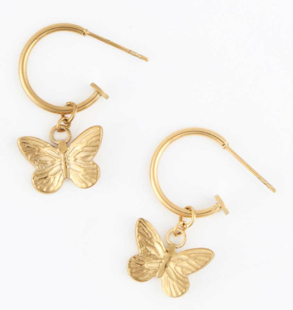 Narelle Jewelery - C-Hoop Butterfly Earrings