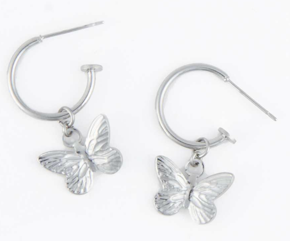 Narelle Jewelery - C-Hoop Butterfly Earrings