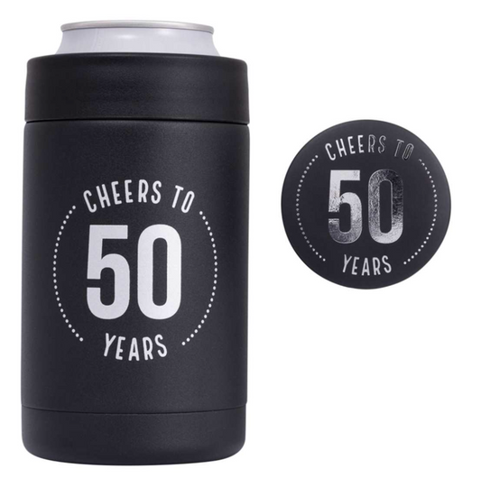 Drinkware - Insulated Drink Holder & Birthday Badge - Cheers to 50 Years