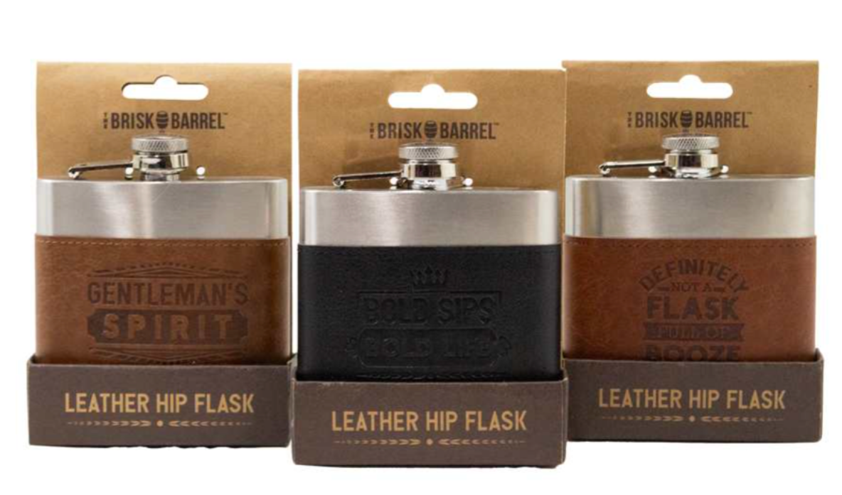 Drinkware - Leather Hip Flask - Assorted Varieties