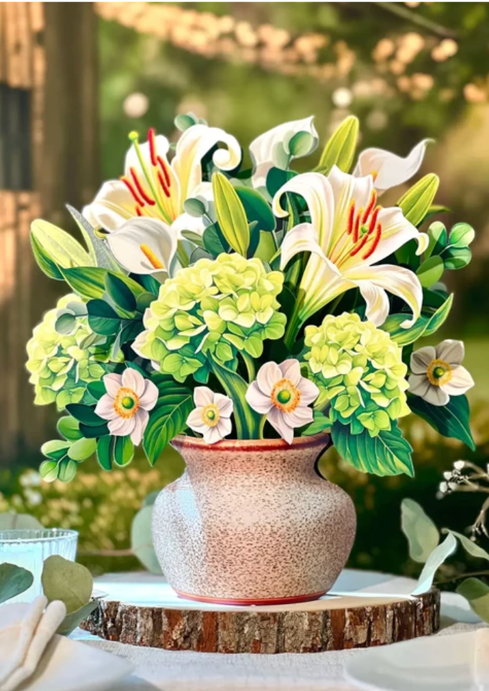 Pop-Up Flower Bouquet - Ivory & Sage