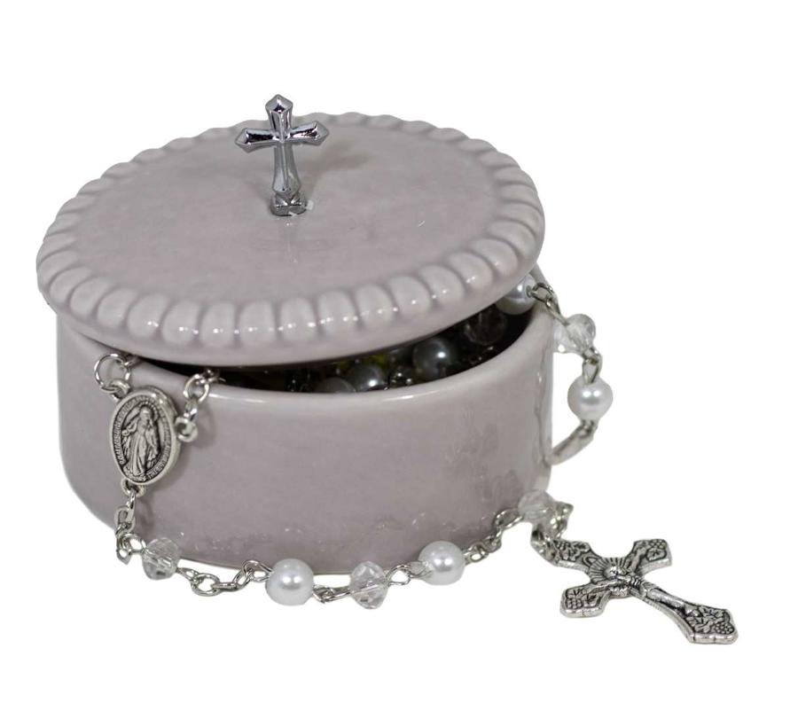 2 Piece Grey Rosary Box Set