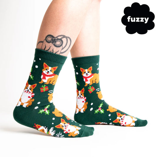 Women's Crew Socks - Merry Corgmas