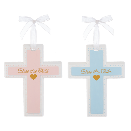 Religious - Bless This Child Wall Crosses - Pink or Blue