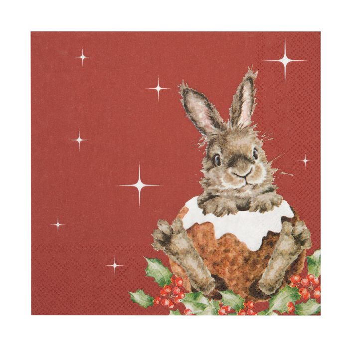 Wrendale Designs - Lunch Napkins - Rabbit - Merry Little Christmas