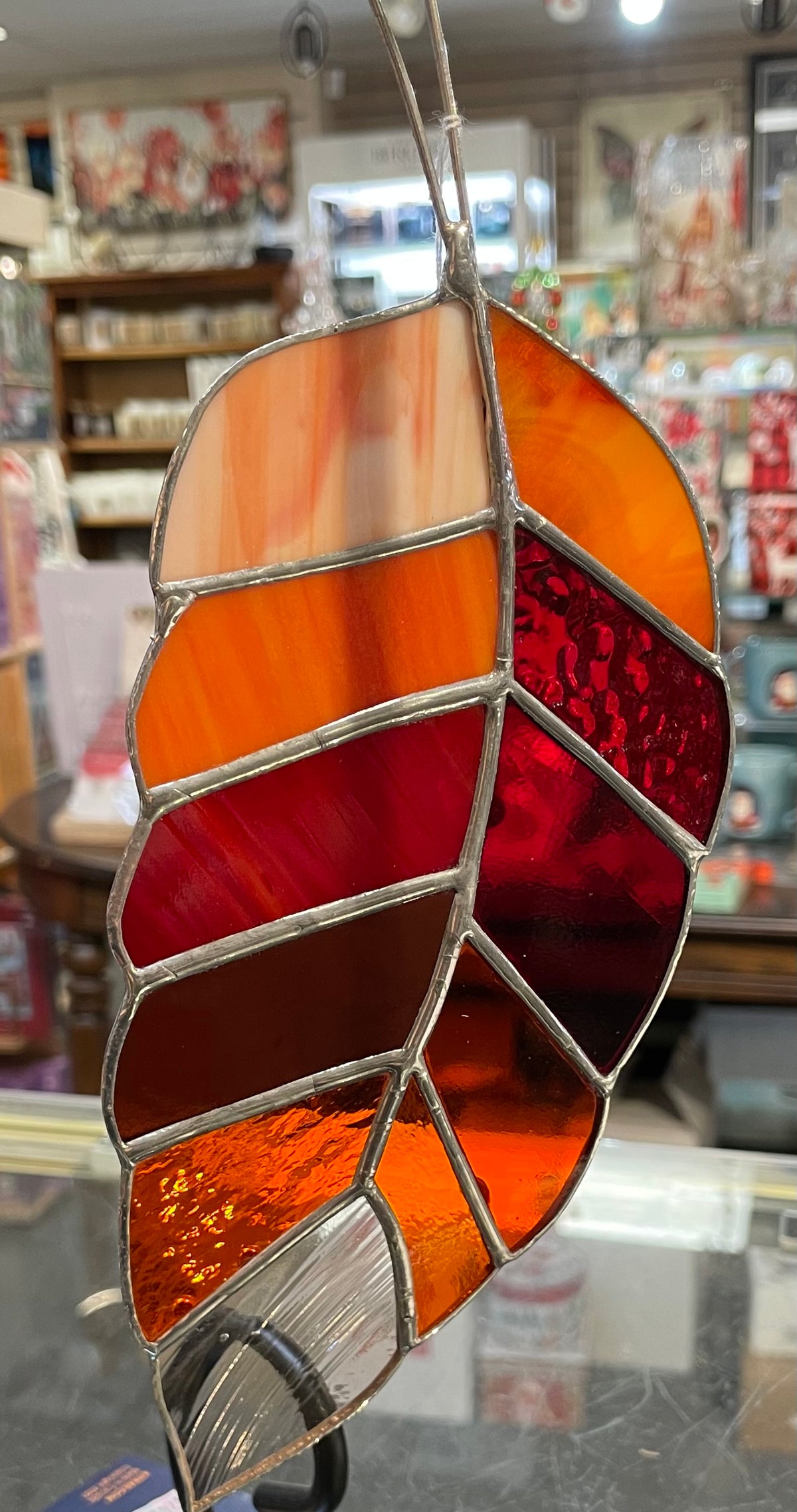 Kim Ready Custom Stained Glass - Fall Coloured Leaf