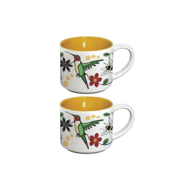 Ceramic Espresso Mugs - Hummingbird