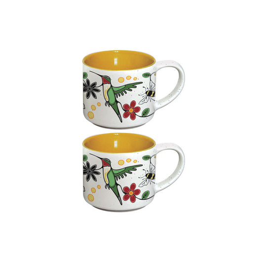 Ceramic Espresso Mugs - Hummingbird