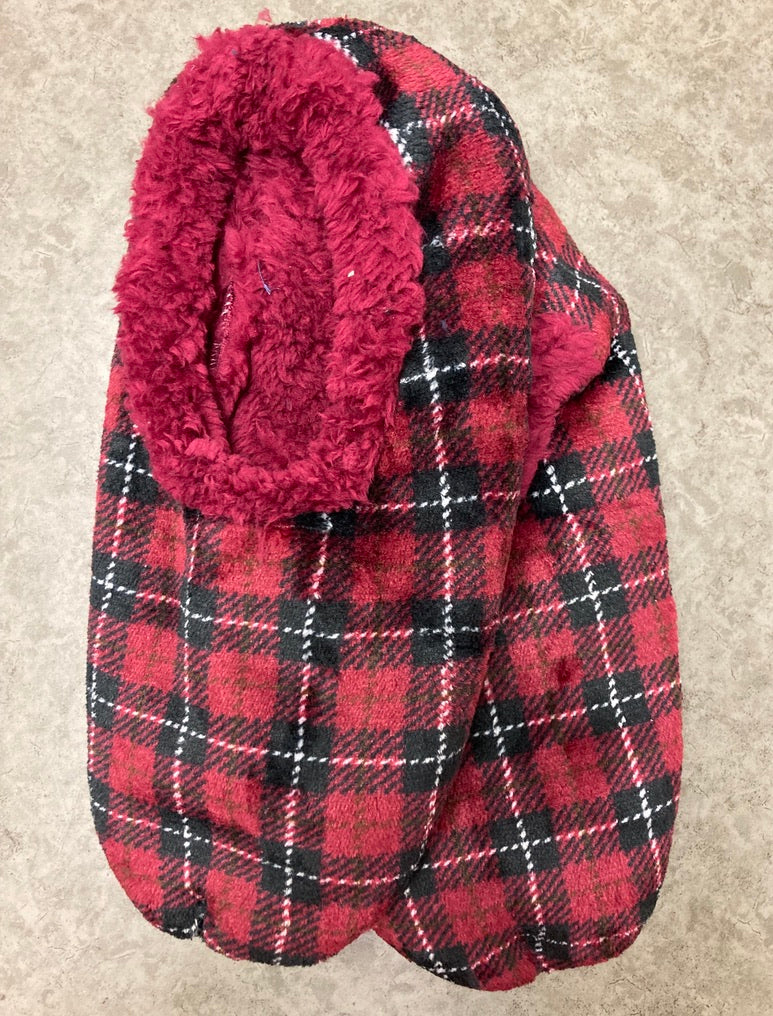 Snoozies - Men's - Red Velour Plaid