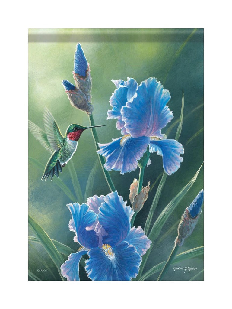 Garden - Garden Foil Flag - Iris Hummingbird