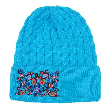 Oscardo - Norval Morrisseau - Knitted Hat - "Flowers and Birds"