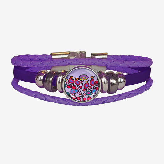 Oscardo - Norval Morrisseau - Leatherette Bracelet - Woodland Floral