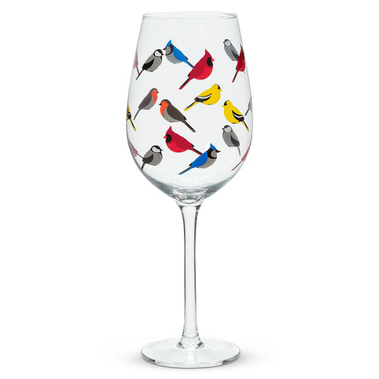 Wine Glass - Multi-Birds