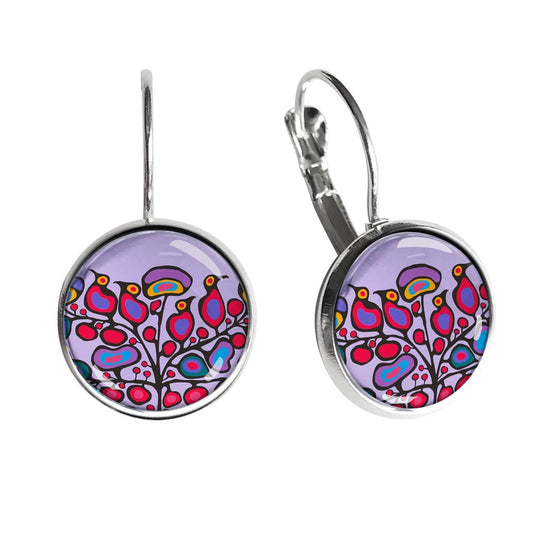 Oscardo - Norval Morrisseau - Dome Earrings - Woodland Floral