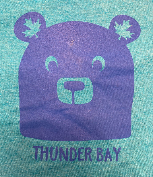 Souvenir Clothing - Kid's T-Shirt - Bear With Leaf Ears - Heather Turquoise