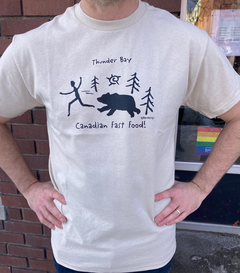 Souvenir Clothing - T-shirt - Thunder Bay - Canadian Fast Food - Light Brown