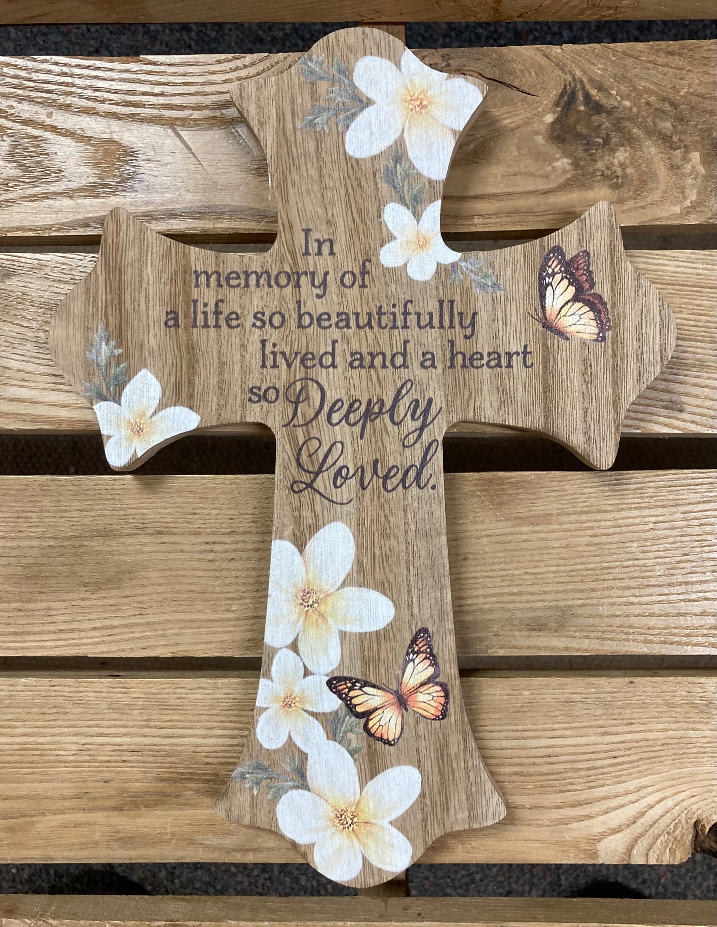 Sympathy - Wooden Cross - Deeply Loved