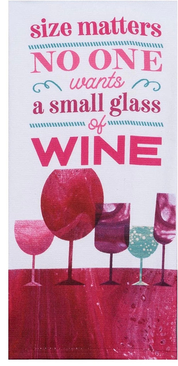 Tea Towel - Size Matters... Small Glass of Wine