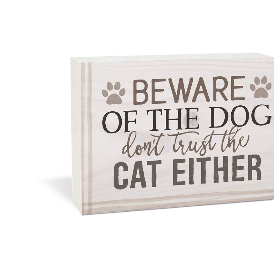 Sign - Wood Block - Beware of the Dog...