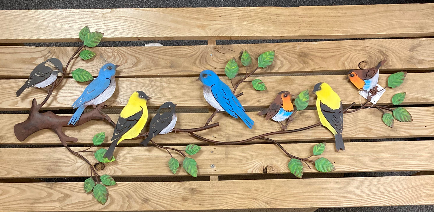 Garden - Metal Wall Art - Colourful Birds