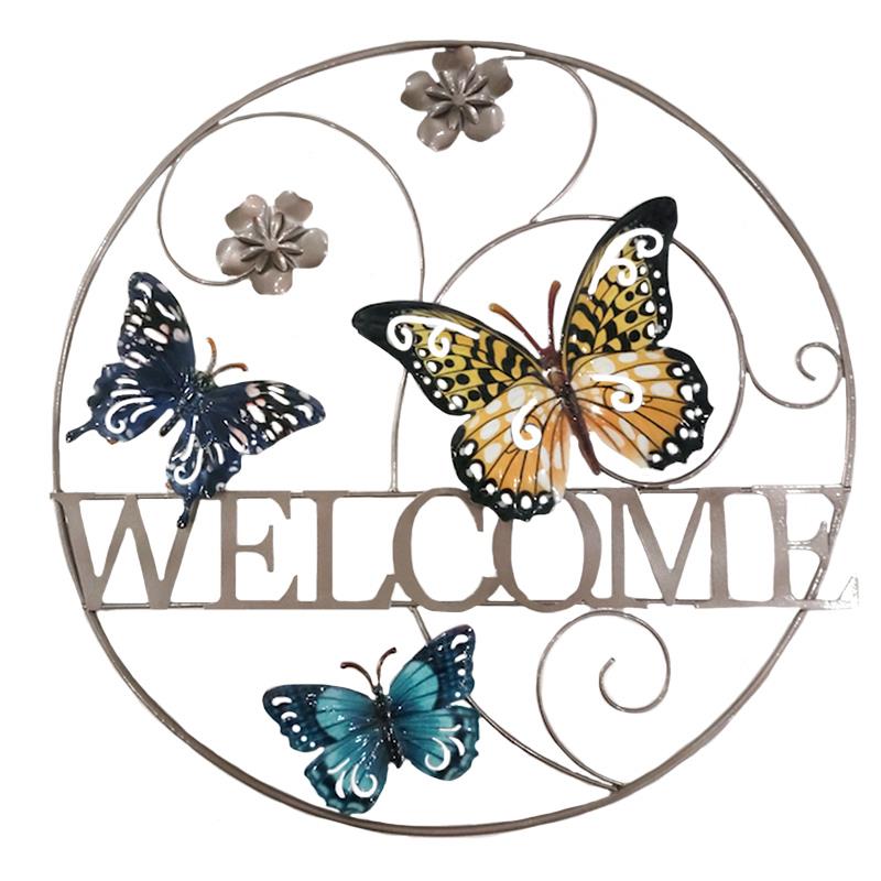 Sign - Butterfly Metal Wall Art - Welcome