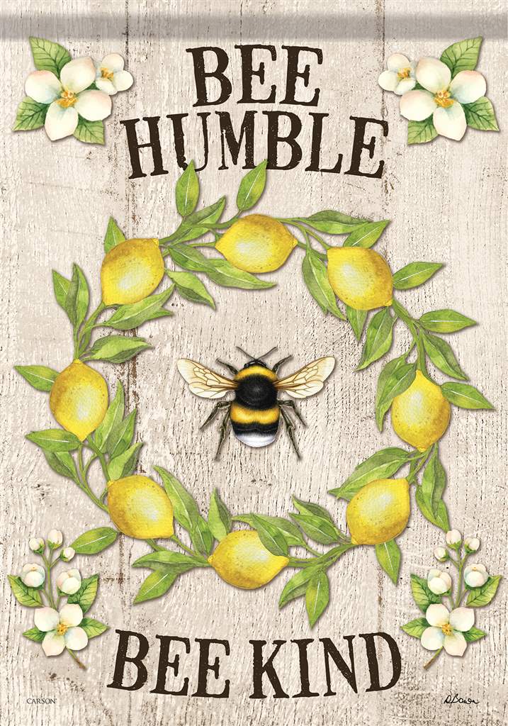 Garden Flag - Lemon Wreath - Bee Humble, Be Kind
