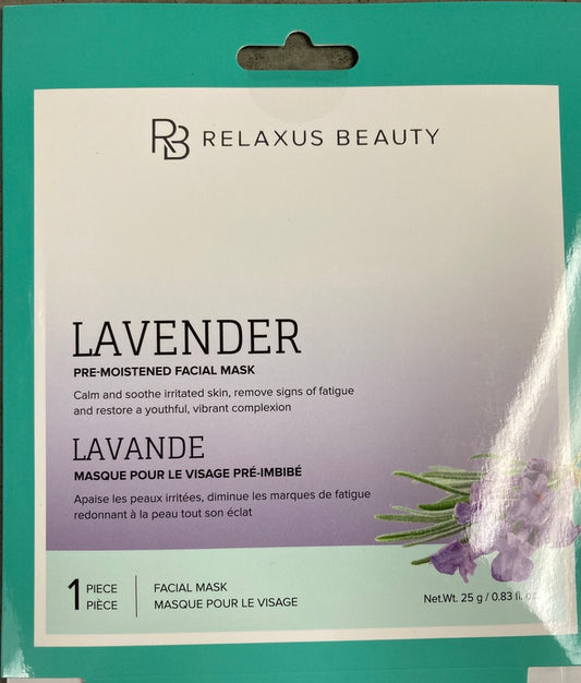 Relaxus Beauty - Pre-Moistened Facial Mask - Lavender