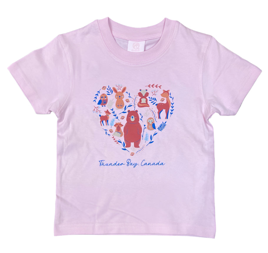 Kid's T-Shirt - Thunder Bay - Heart With Animals