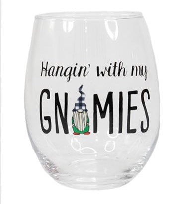 Christmas - Gnome Stemless Wine Glasses