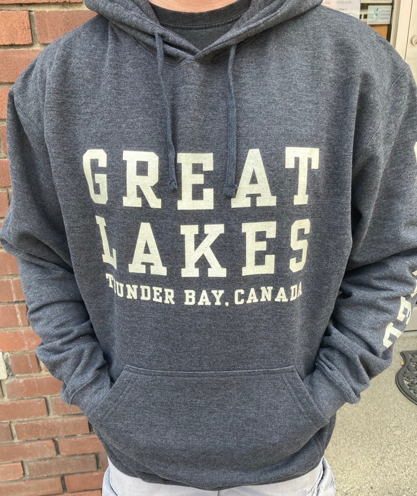 Hooded Sweatshirt - Unisex - Thunder Bay, Canada - Great Lakes, Unsalted - Heather Charcoal