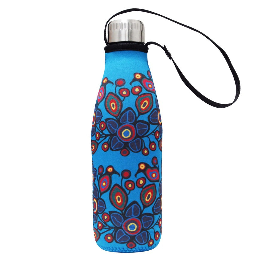 Oscardo - Insulated Stainless Steel Bottle and Sleeve - Flowers & Birds