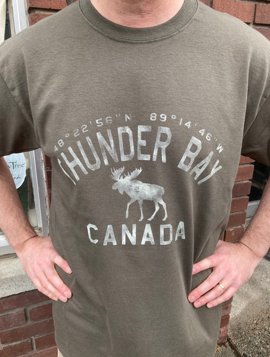 Souvenir Clothing - T-shirt - Thunder Bay, Canada - Co-ordinates - Charcoal