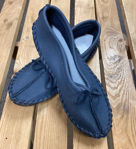 Hides in Hand - Ballet Leather Moccasin - Hard Sole - Blue