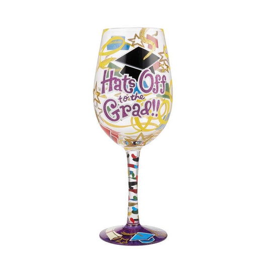 Lolita Wine Glass - Hats Off to the Grad