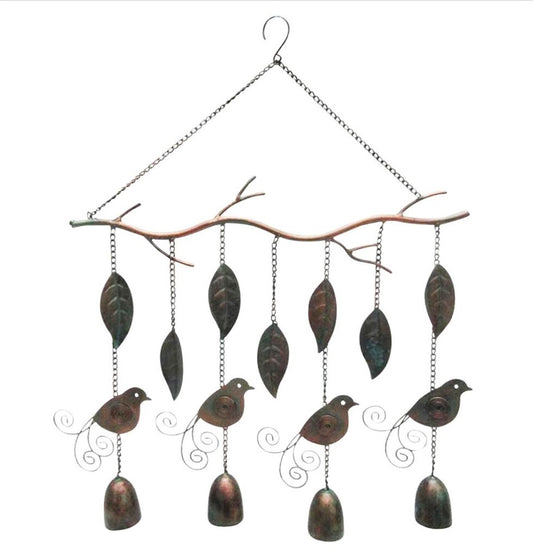 Garden - Copper Bird, Bell and Leaves Chimes