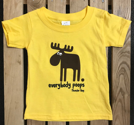 Kid's T-shirt - Thunder Bay, "Everybody Poops" - Yellow