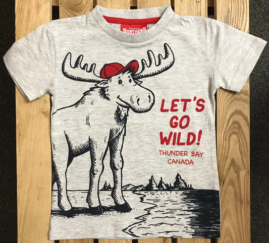 Kid's T-shirt - "Let's Go Wild", Thunder Bay, Canada - Grey