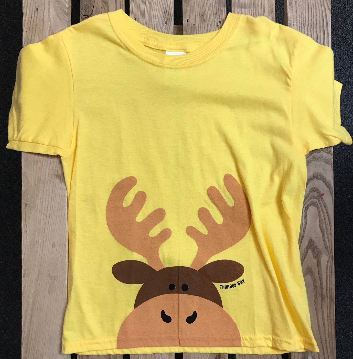 Kid's T-shirt - Thunder Bay with moose - Yellow