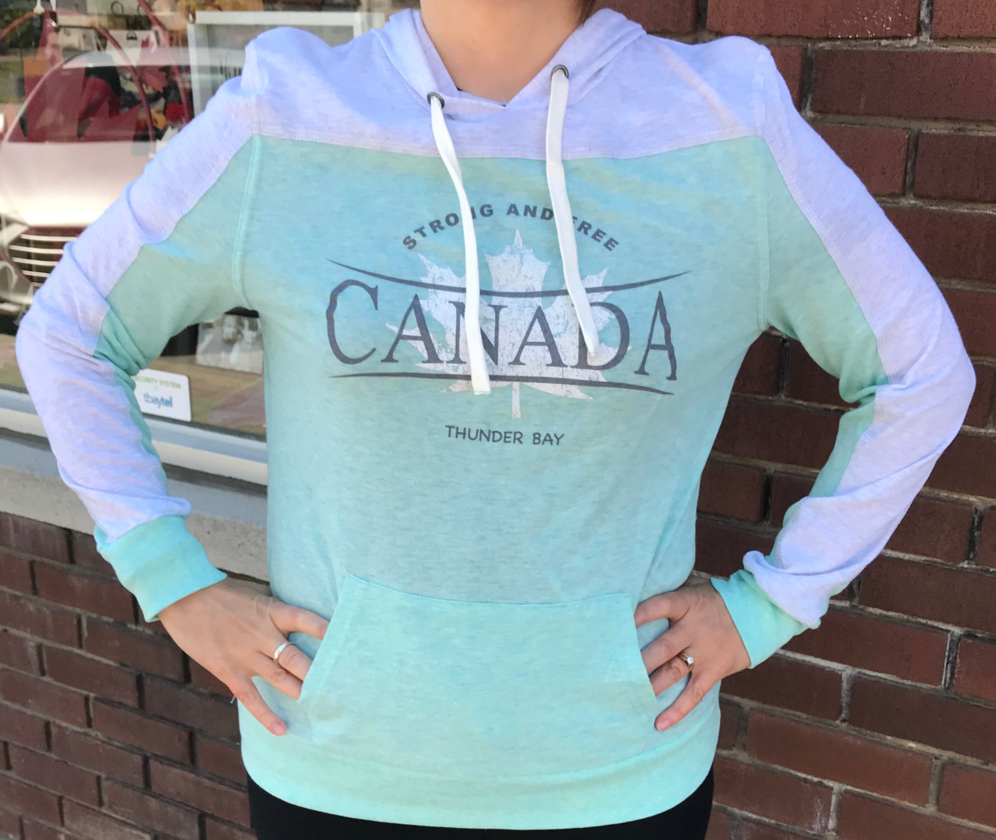 Ladies Sweatshirt - Thunder Bay, Canada, Strong and Free - Turquoise